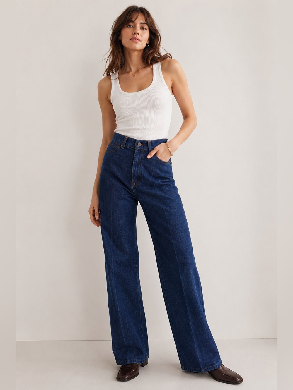 Vintage Levi’s USA High Rise Dark Wash Wide Straight Leg Denim Pants 14